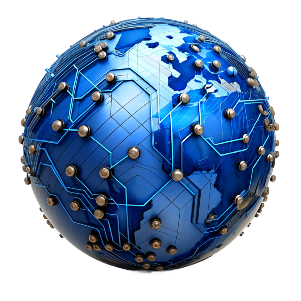 AI generated 3d world global network digital technology png