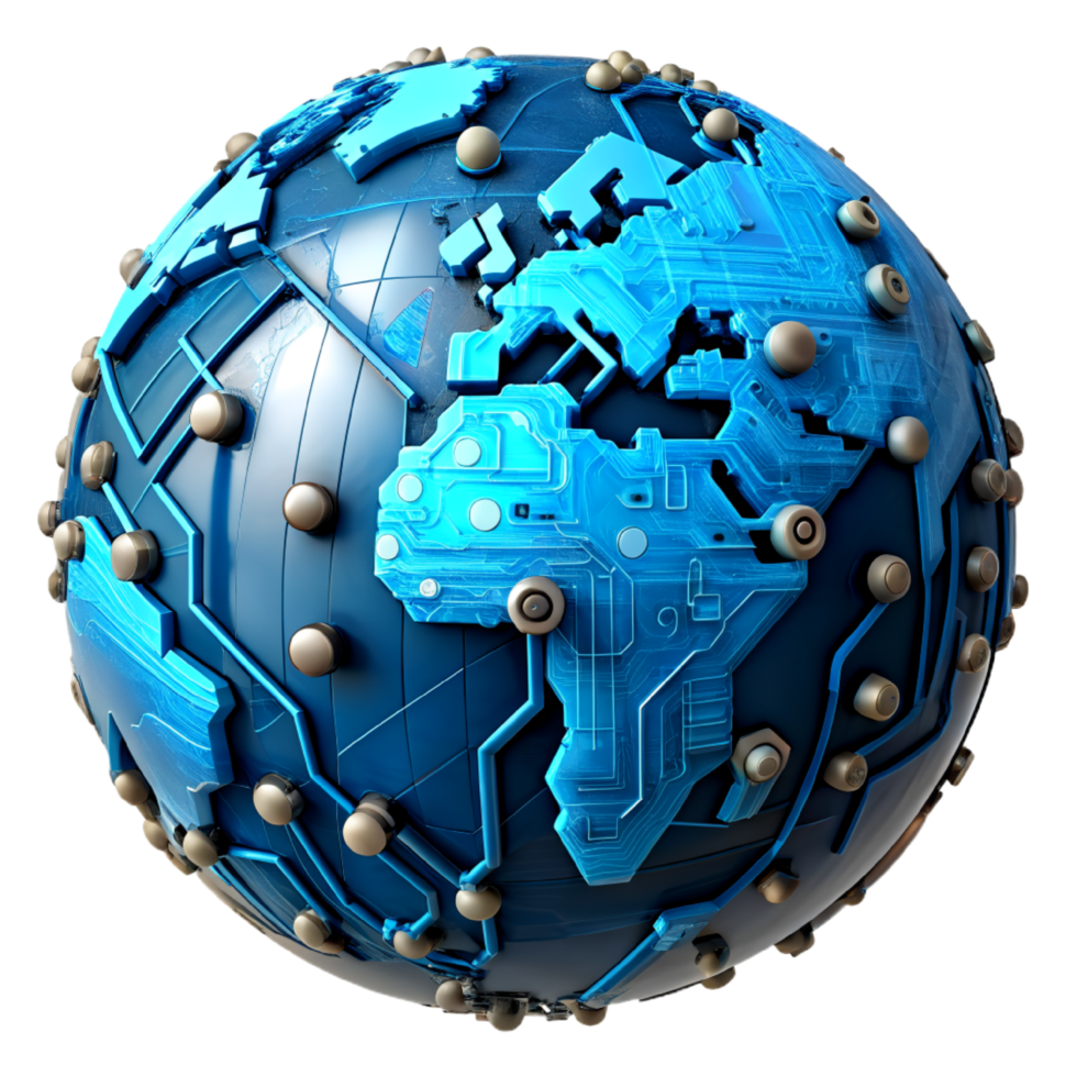 AI generated 3d world global network digital technology png