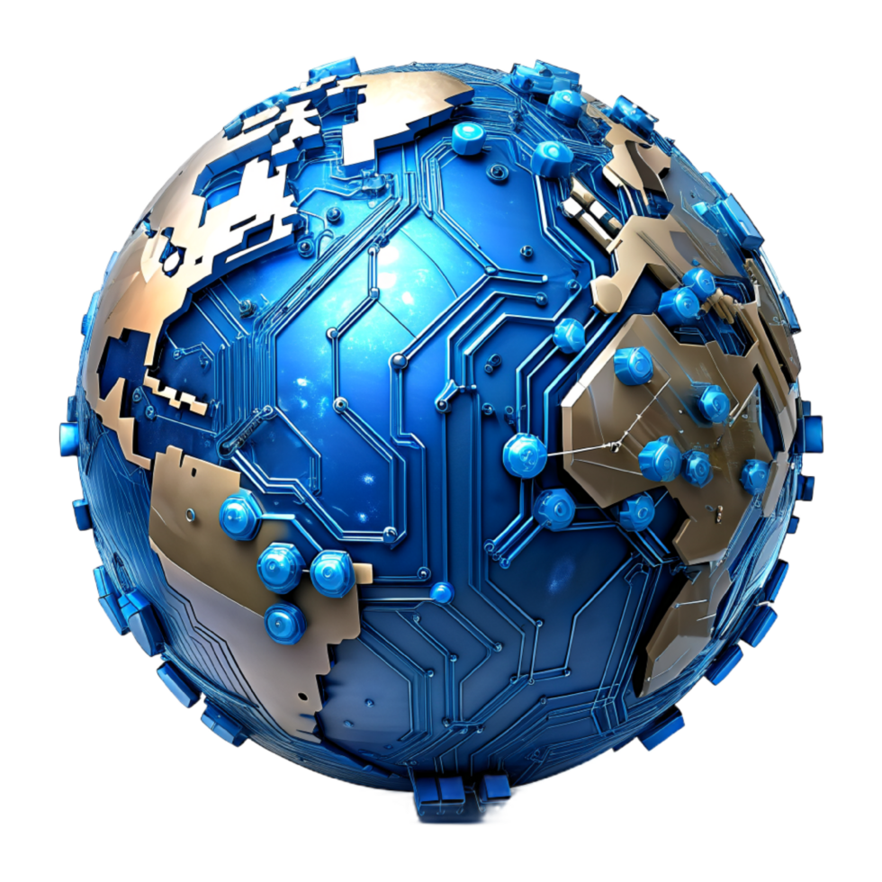 AI generated 3d world global network digital technology png