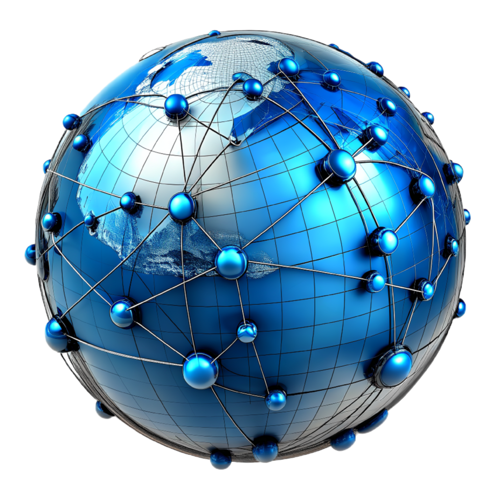 AI generated 3d world global network digital technology png