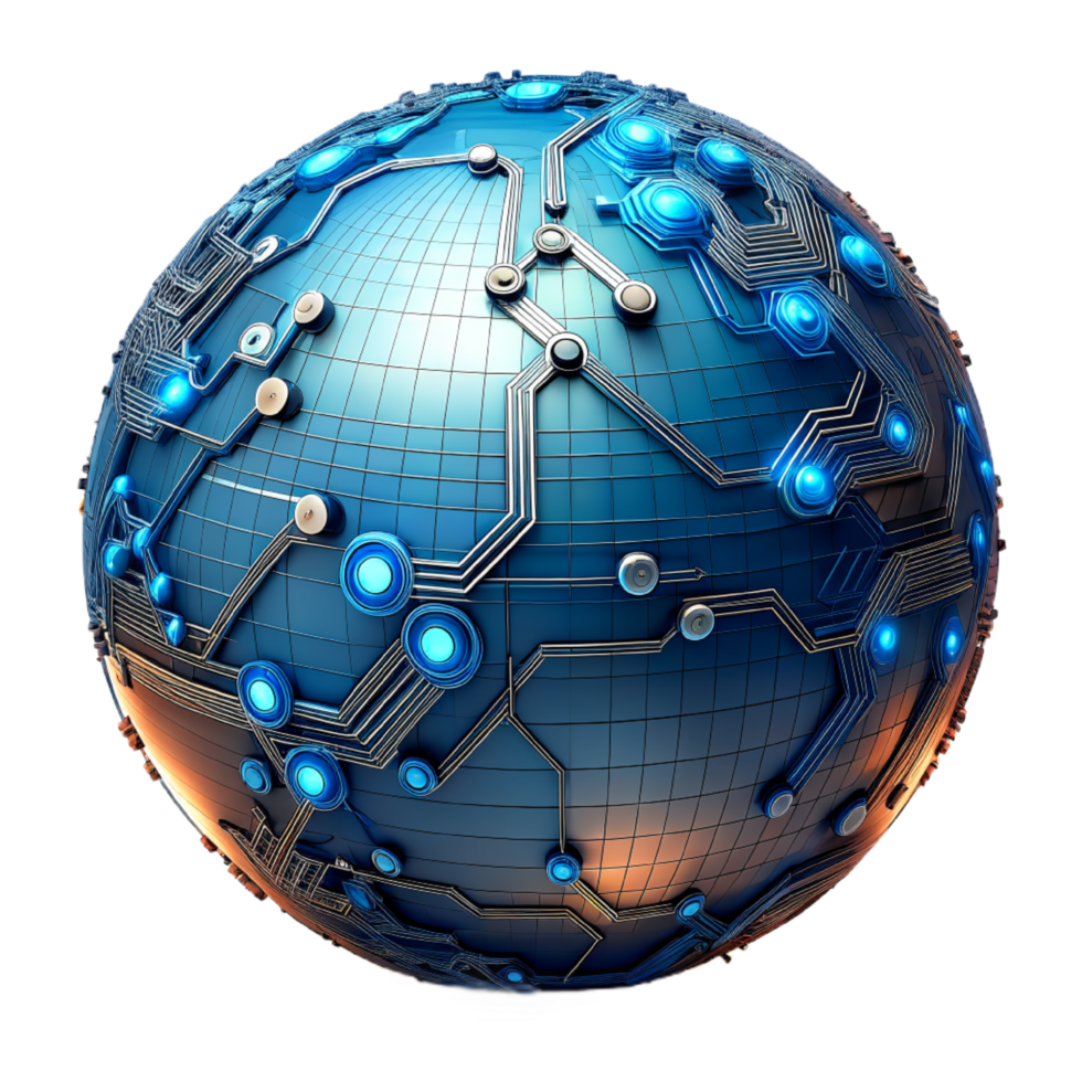 AI generated 3d world global network digital technology png