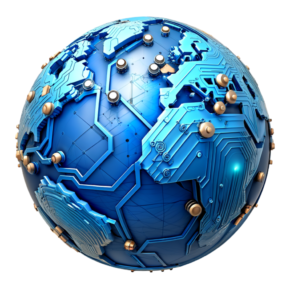 AI generated 3d world global network digital technology png