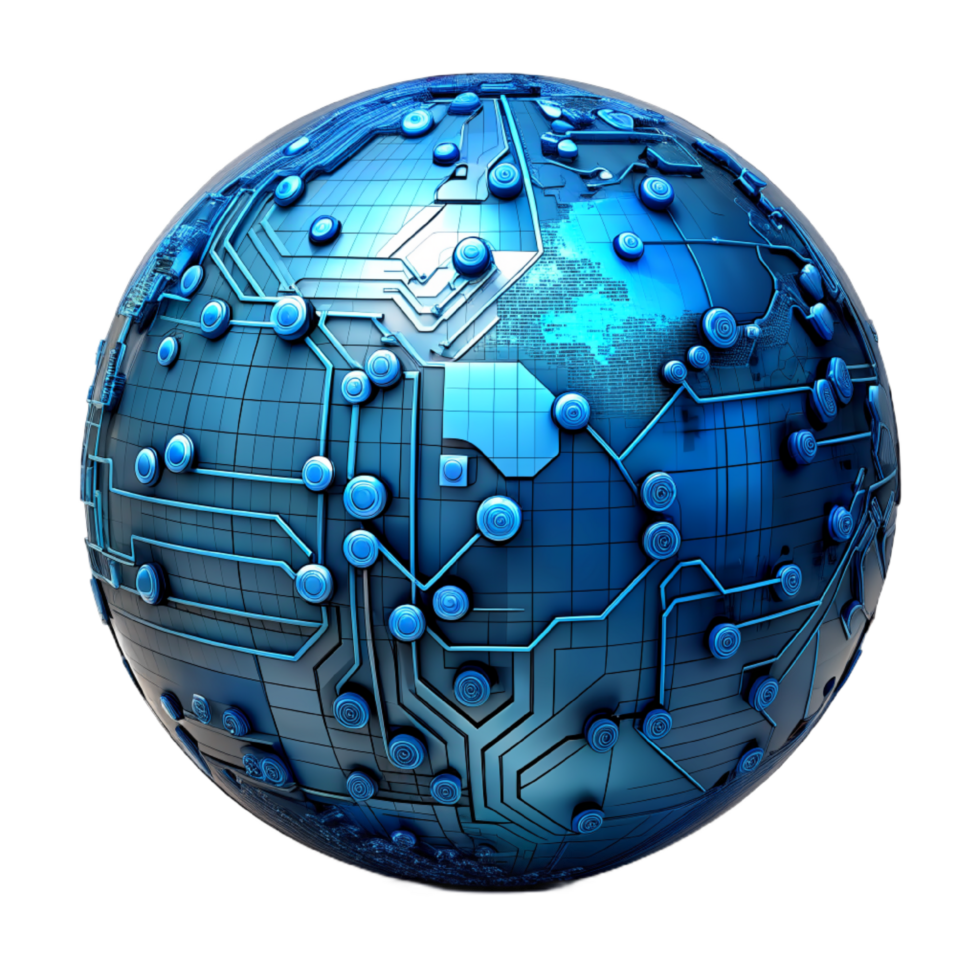 AI generated 3d world global network digital technology png