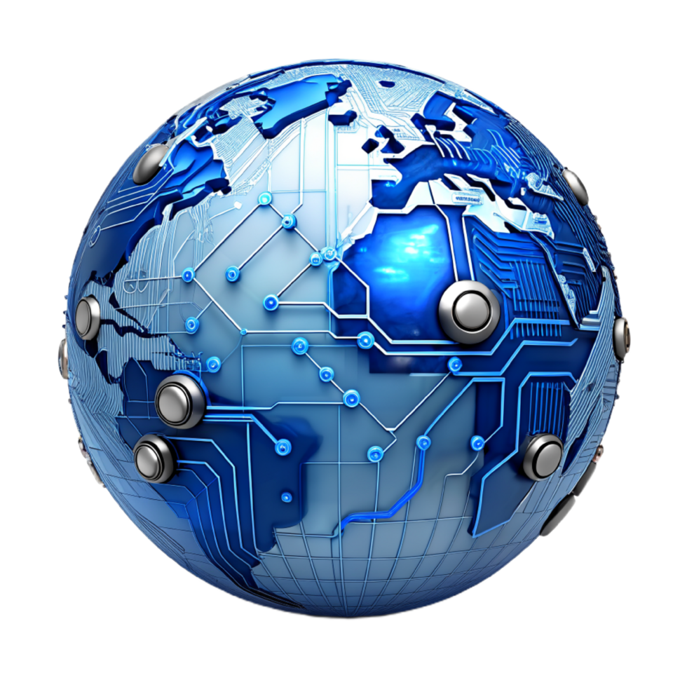 AI generated 3d world global network digital technology png