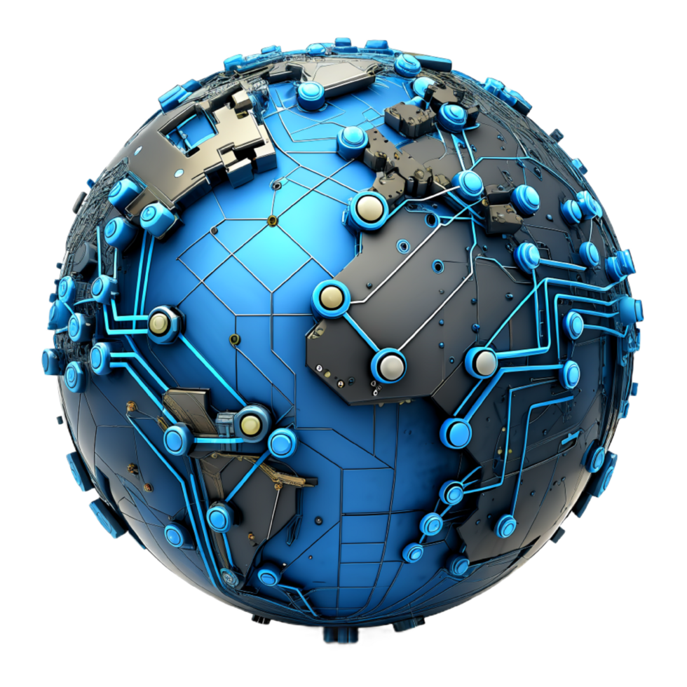 AI generated 3d world global network digital technology png