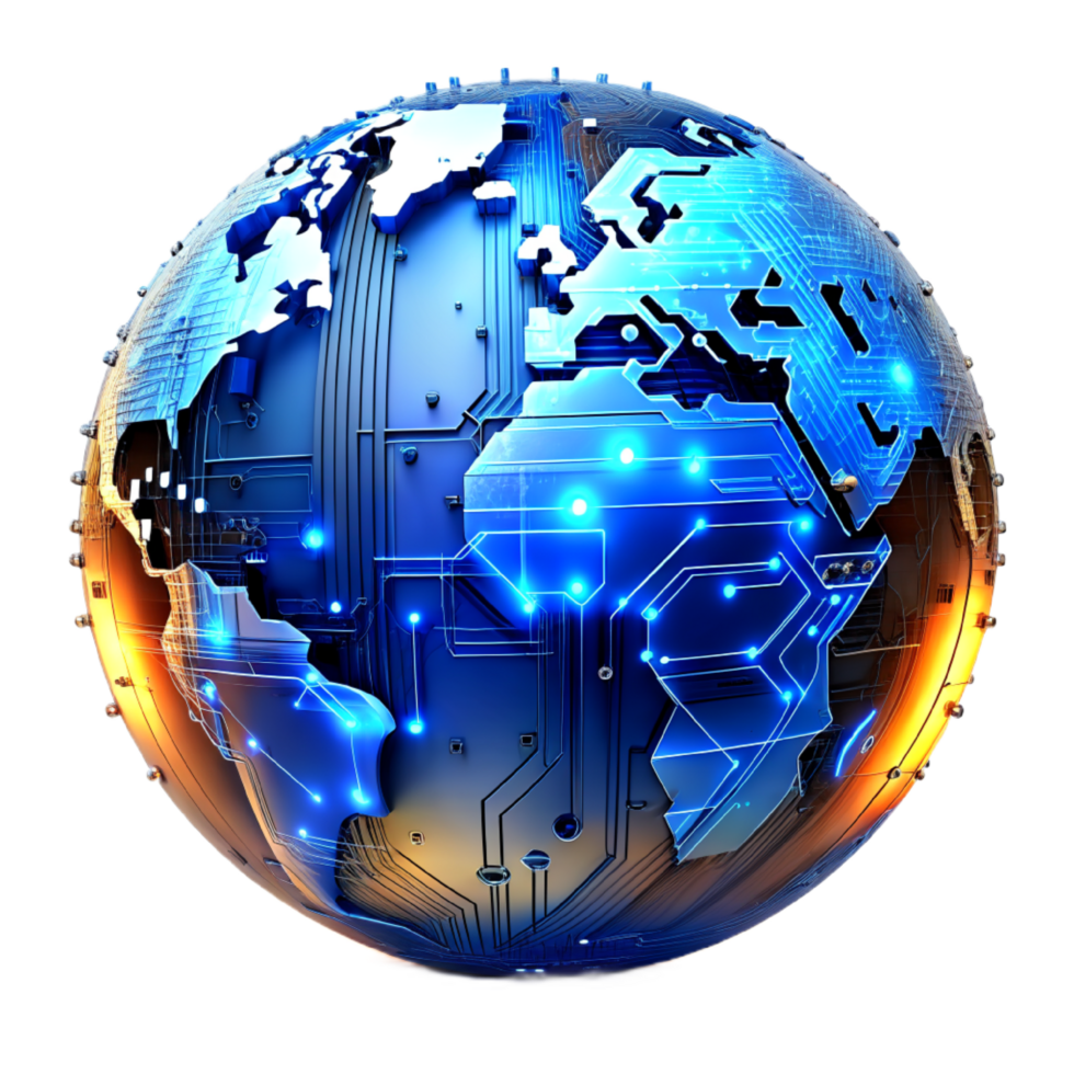 AI generated 3d world global network digital technology png