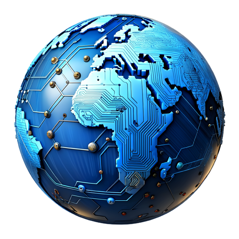 AI generated 3d world global network digital technology png