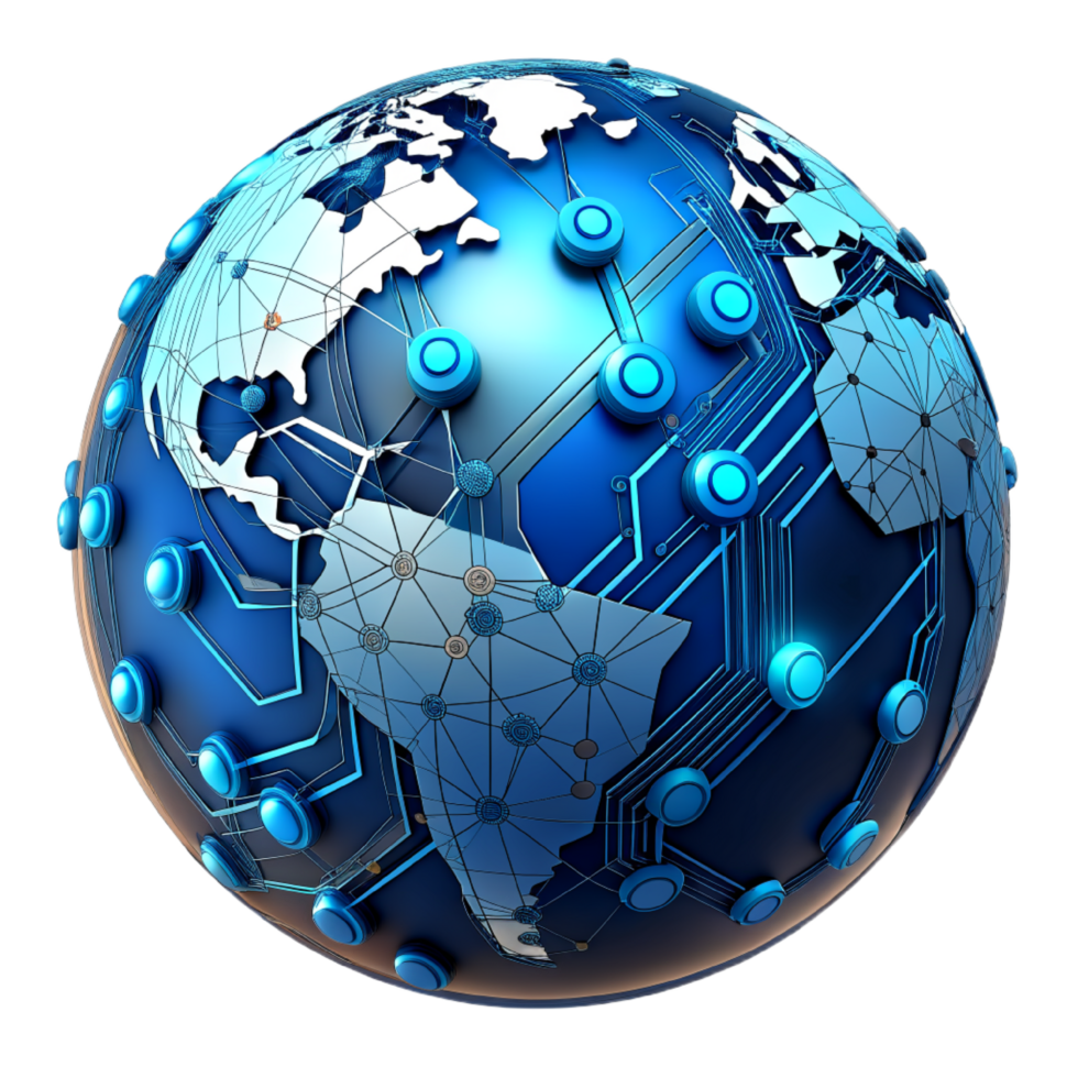 AI generated 3d world global network digital technology png