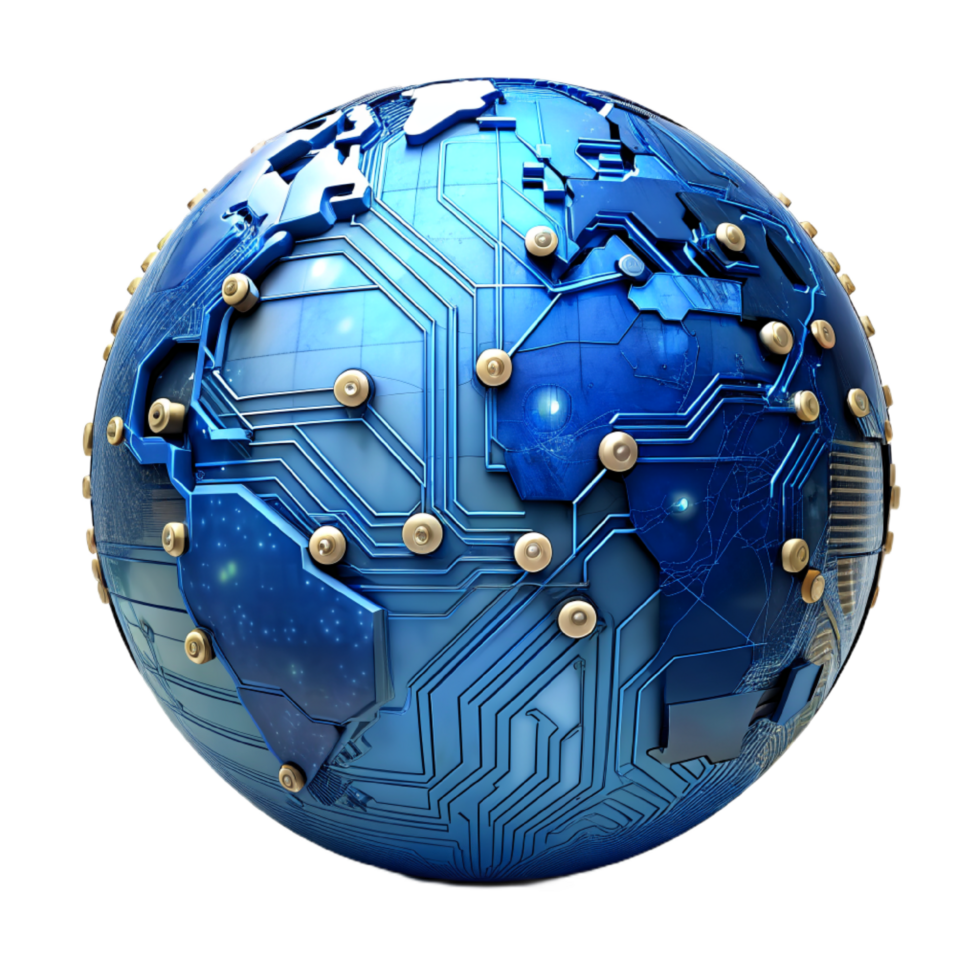 AI generated 3d world global network digital technology png