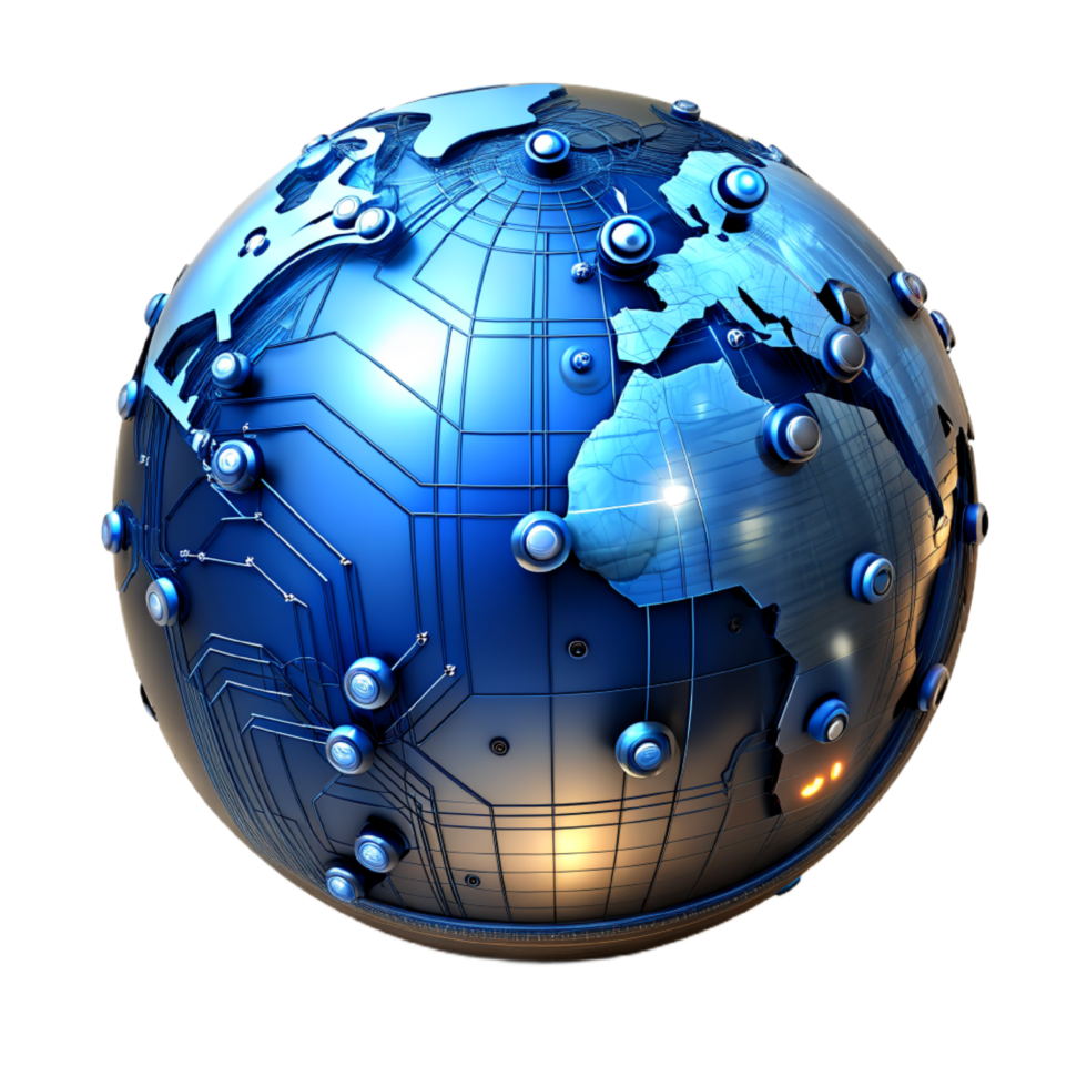 AI generated 3d world global network digital technology png