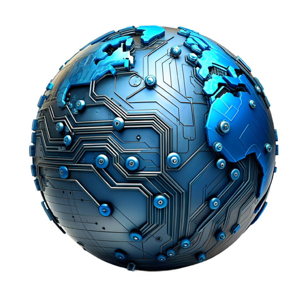 AI generated 3d world global network digital technology png