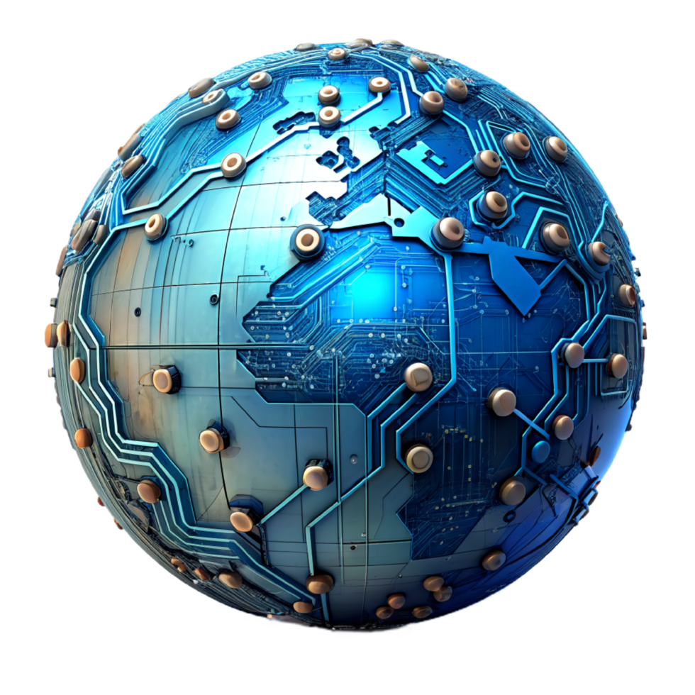 AI generated 3d world global network digital technology png