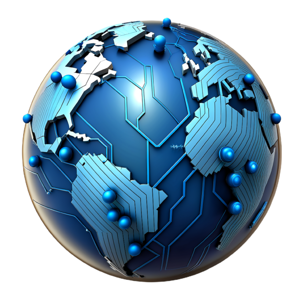 AI generated 3d world global network digital technology png