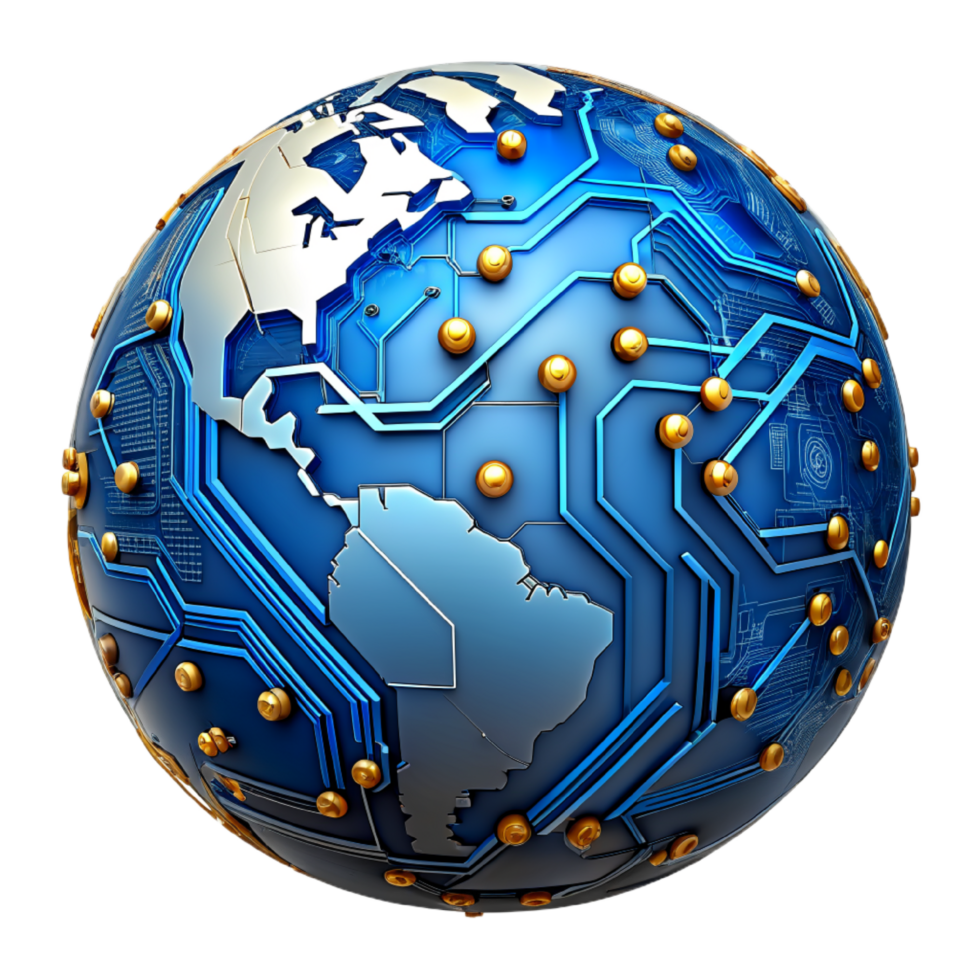 AI generated 3d world global network digital technology png