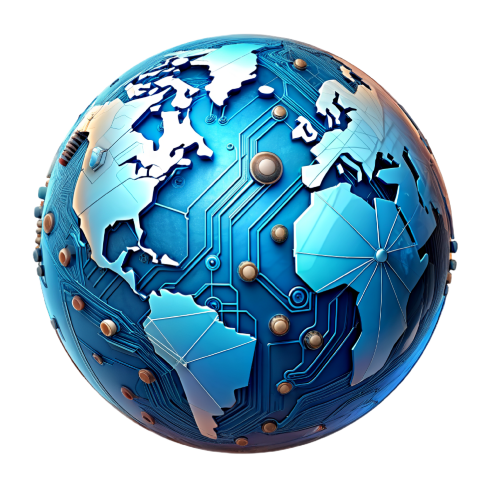 AI generated 3d world global network digital technology png