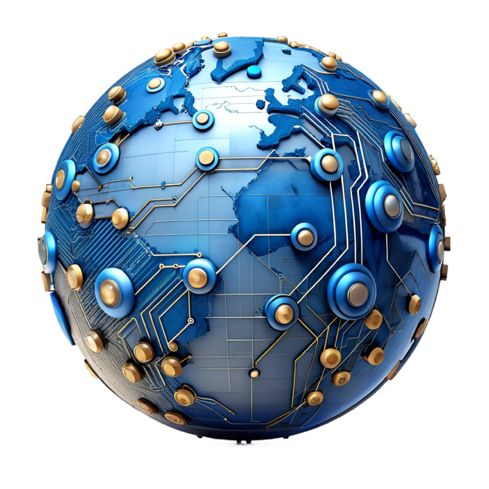 AI generated 3d world global network digital technology png
