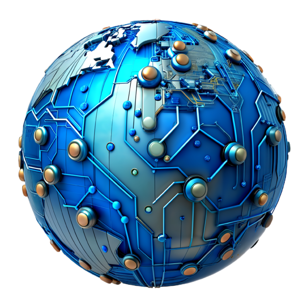 AI generated 3d world global network digital technology png
