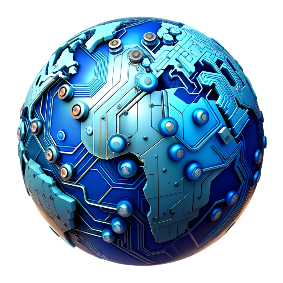 AI generated 3d world global network digital technology png