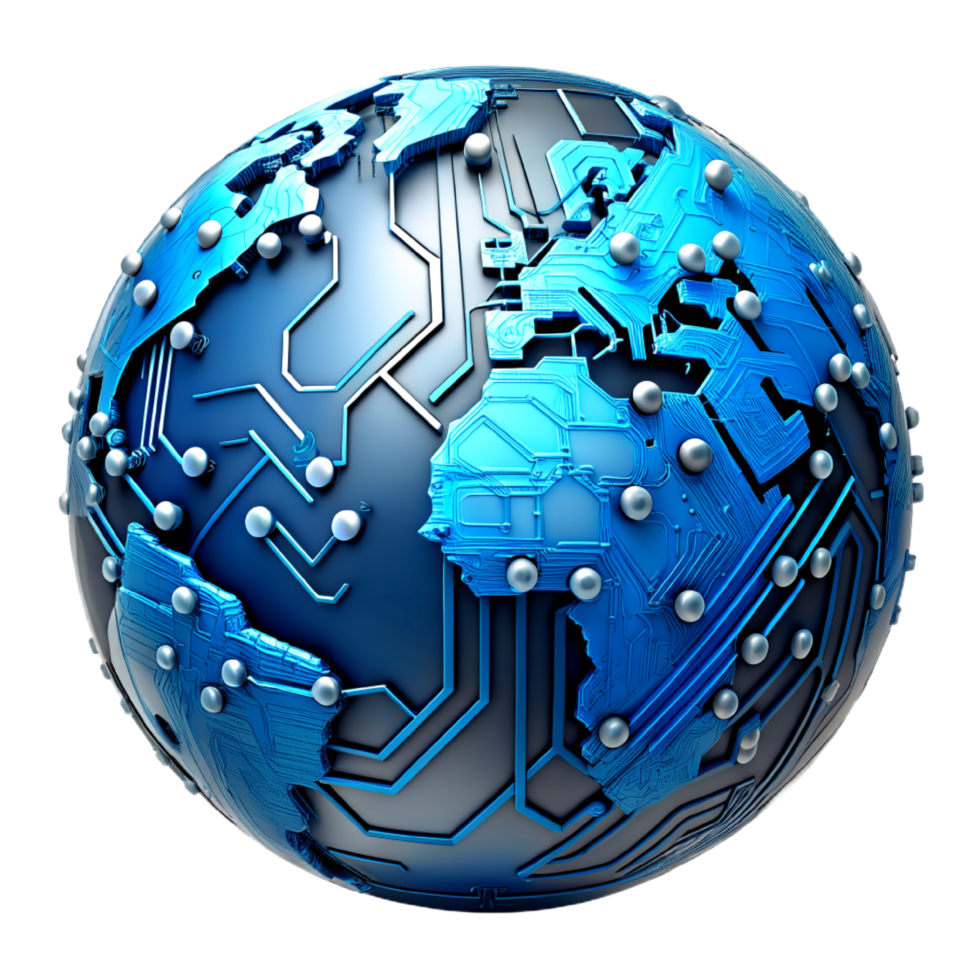 AI generated 3d world global network digital technology png