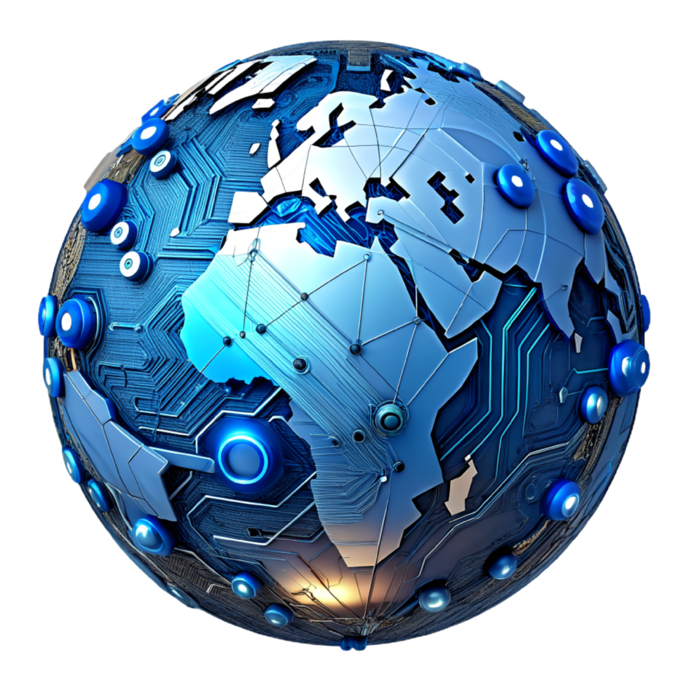 AI generated 3d world global network digital technology png