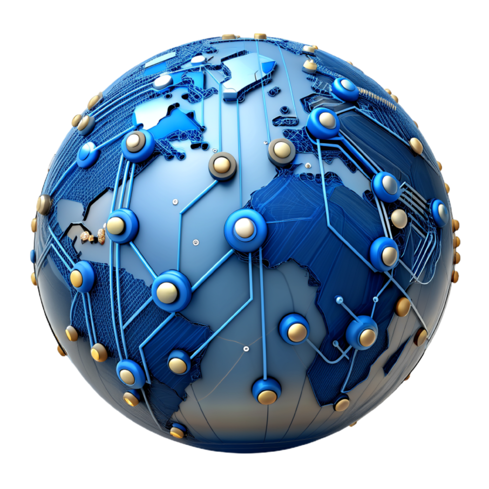 AI generated 3d world global network digital technology png