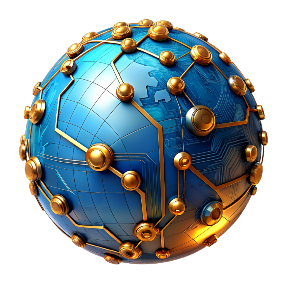 AI generated 3d world global network digital technology png