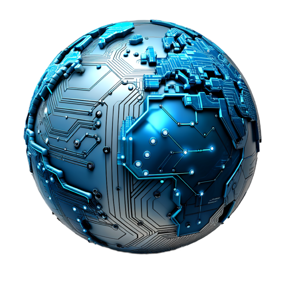 AI generated 3d world global network digital technology png