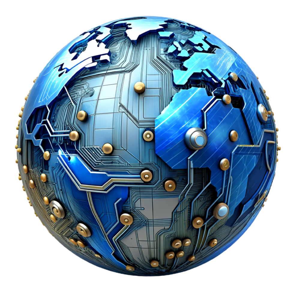 AI generated 3d world global network digital technology png