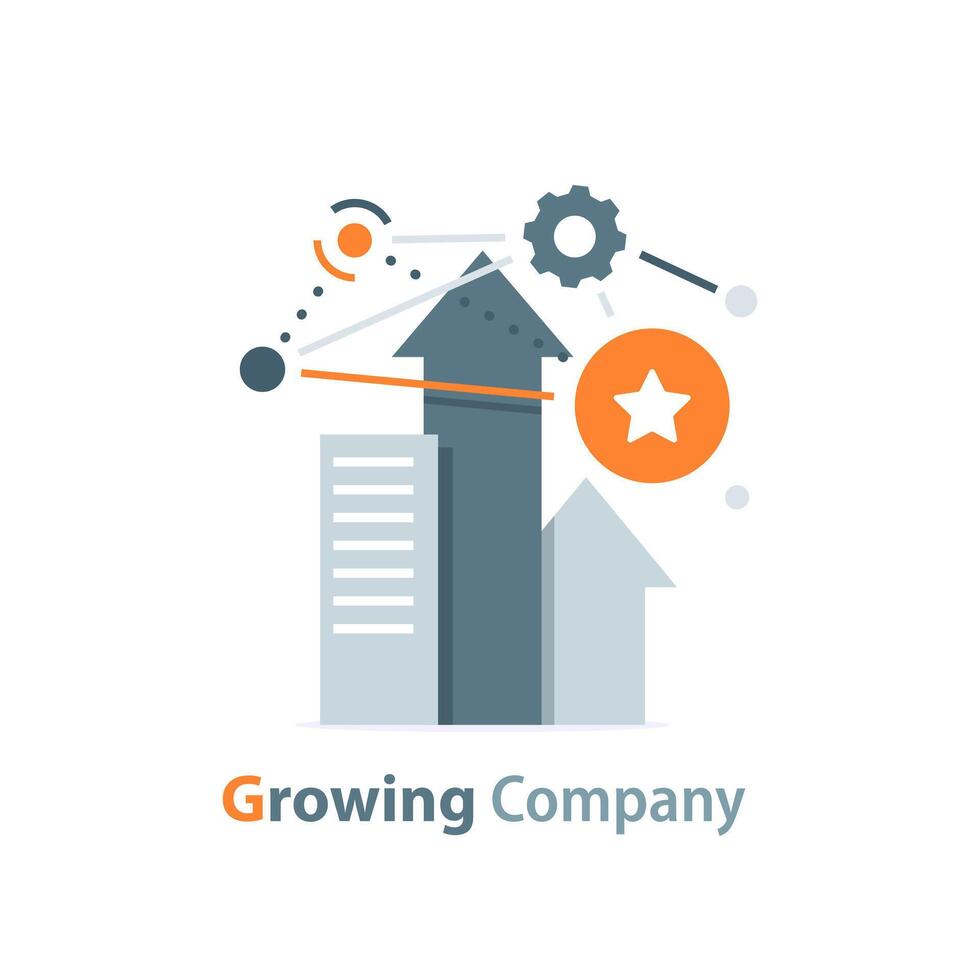 business finance arrow up increase target growth investment,infographic, landing page, social media vector
