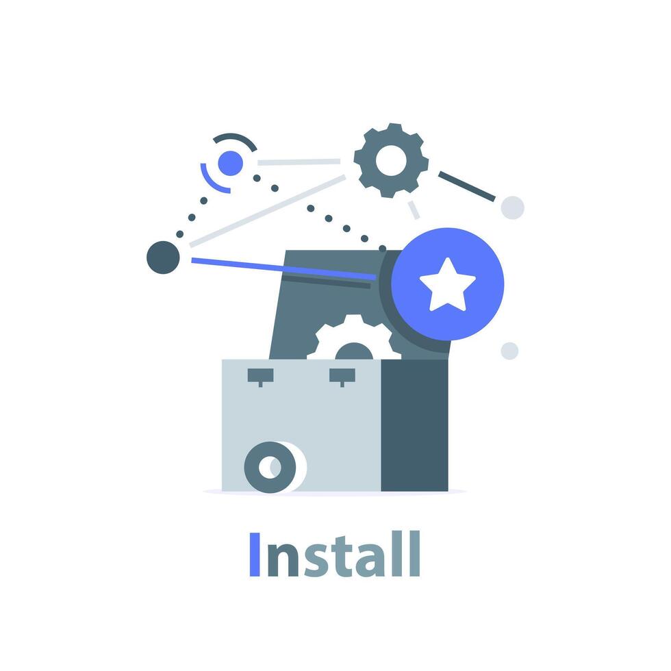 Easy Installation,update system,Upgrade application icon concept vector