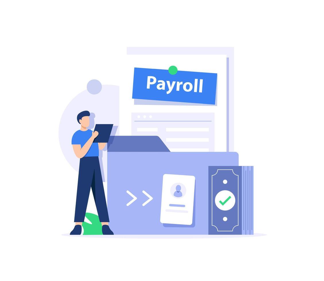 Business accounting, organization and audit concept,Payroll,money lending, online banking, savings deposit vector