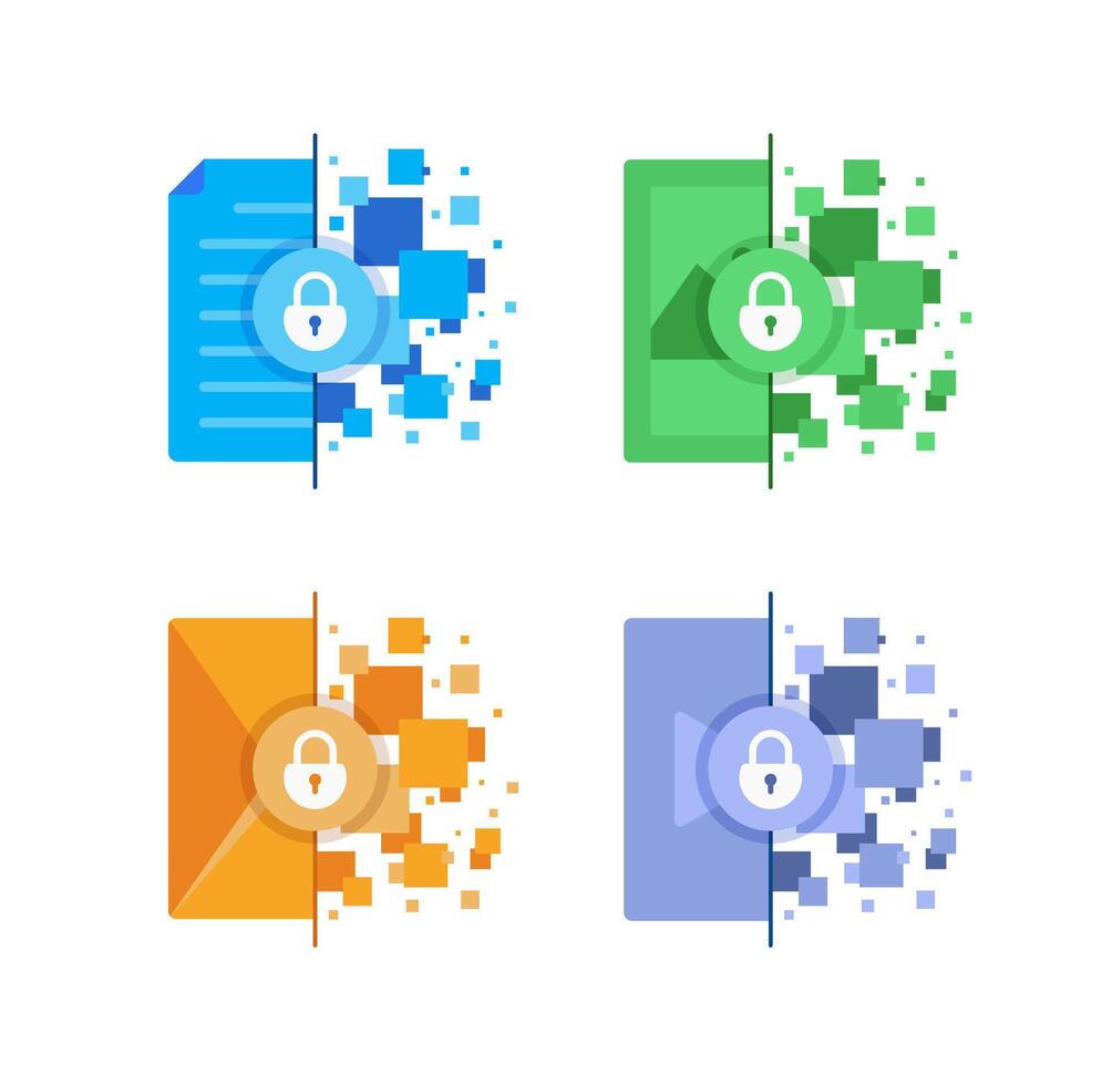 datos cifrado, datos seguridad, ciber seguridad, datos protegido por contraseña acceso, salvaguardia digital información vector