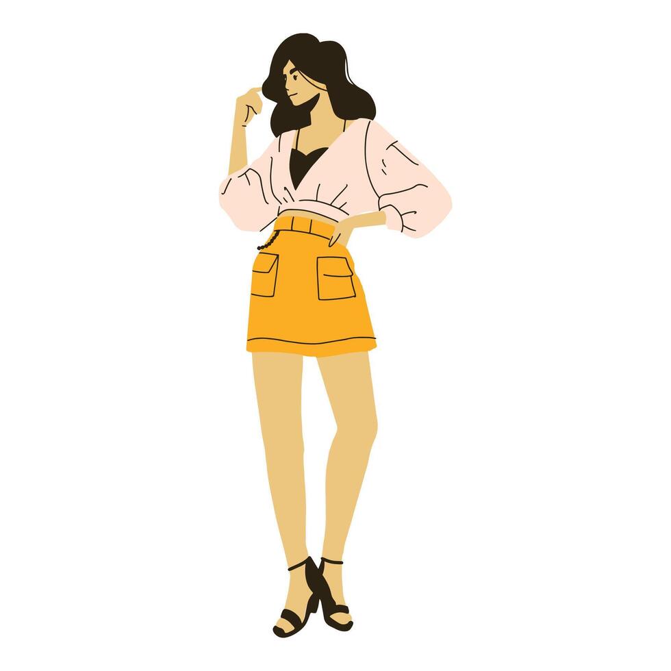 Fashionable Woman In Trendy Casual Clothes vector