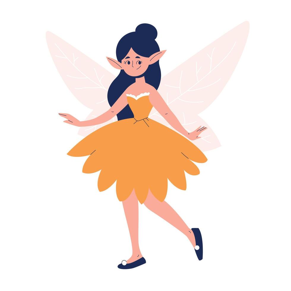 Cute Beautiful Fairy Flat Illustration vector