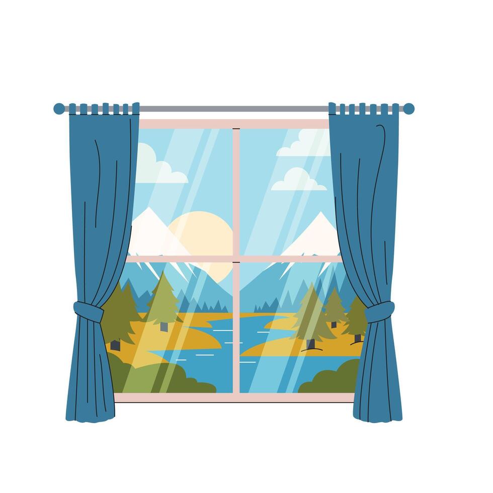 Window With Beautiful Scenery Outside vector