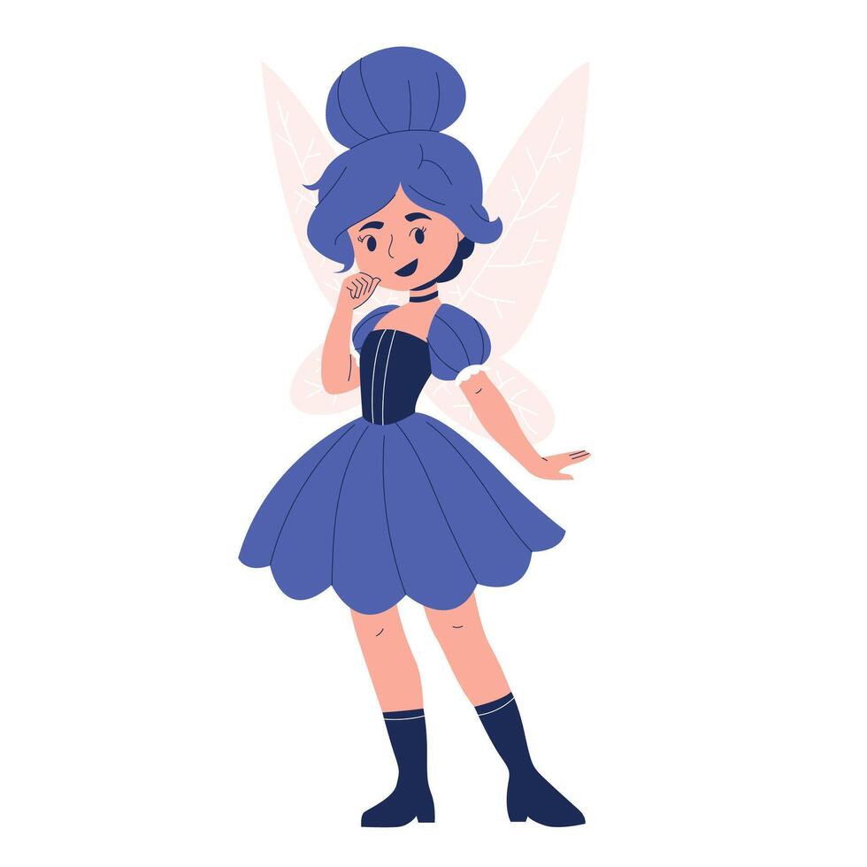 Cute Fairy with Blue Dress Concept vector