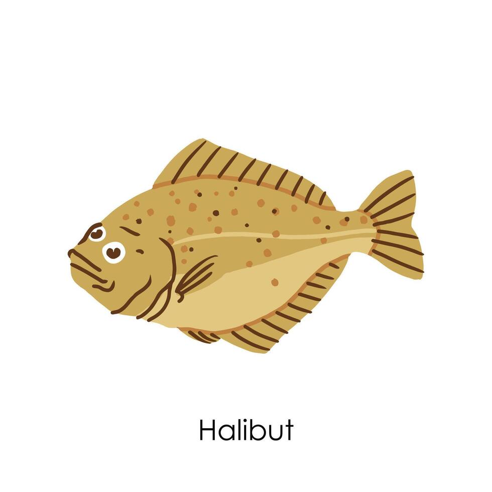 Halibut Edible Salt Water Fish Element vector