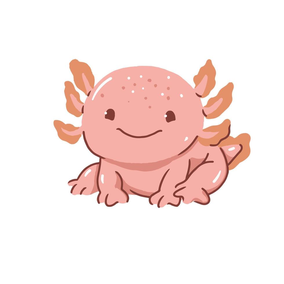 Cute Axolotl with Smile Expression vector