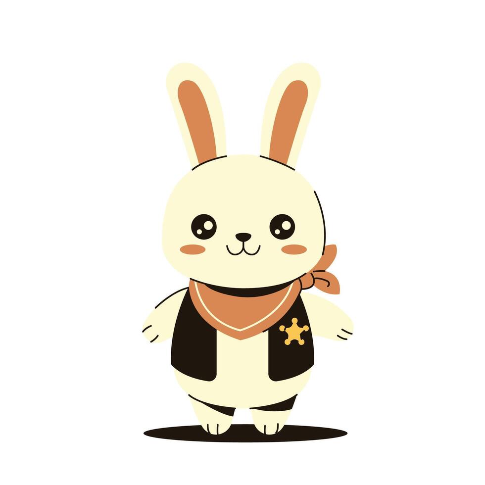 Rabbit in Cowboy Costume, Flat Concept Style vector