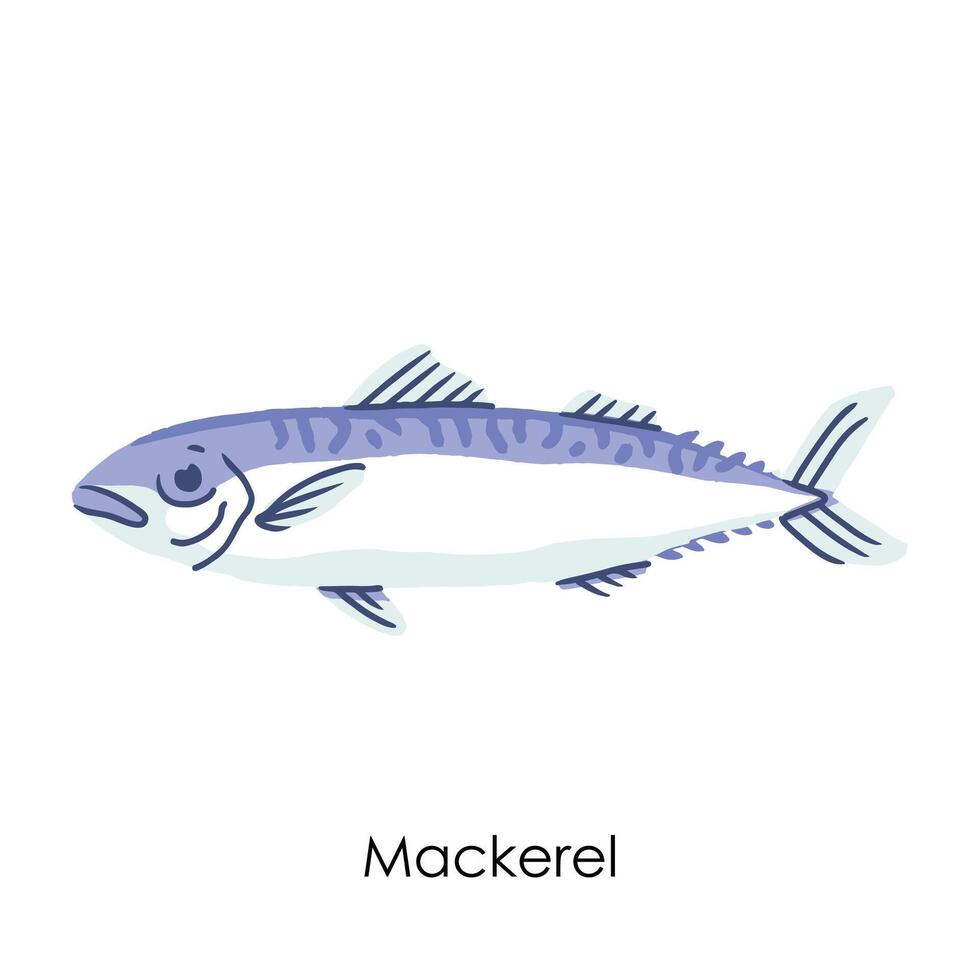 Mackerel Edible Salt Water Fish Element vector