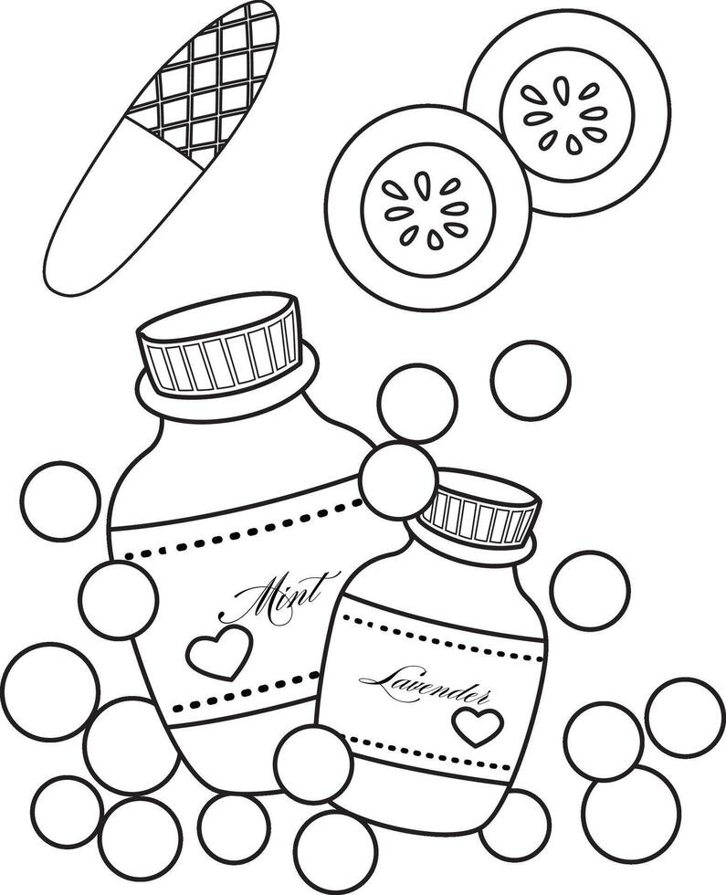 Cute Spray Bottle Perfumed Accessories Cartoon Coloring Activity for Kids and Adult vector