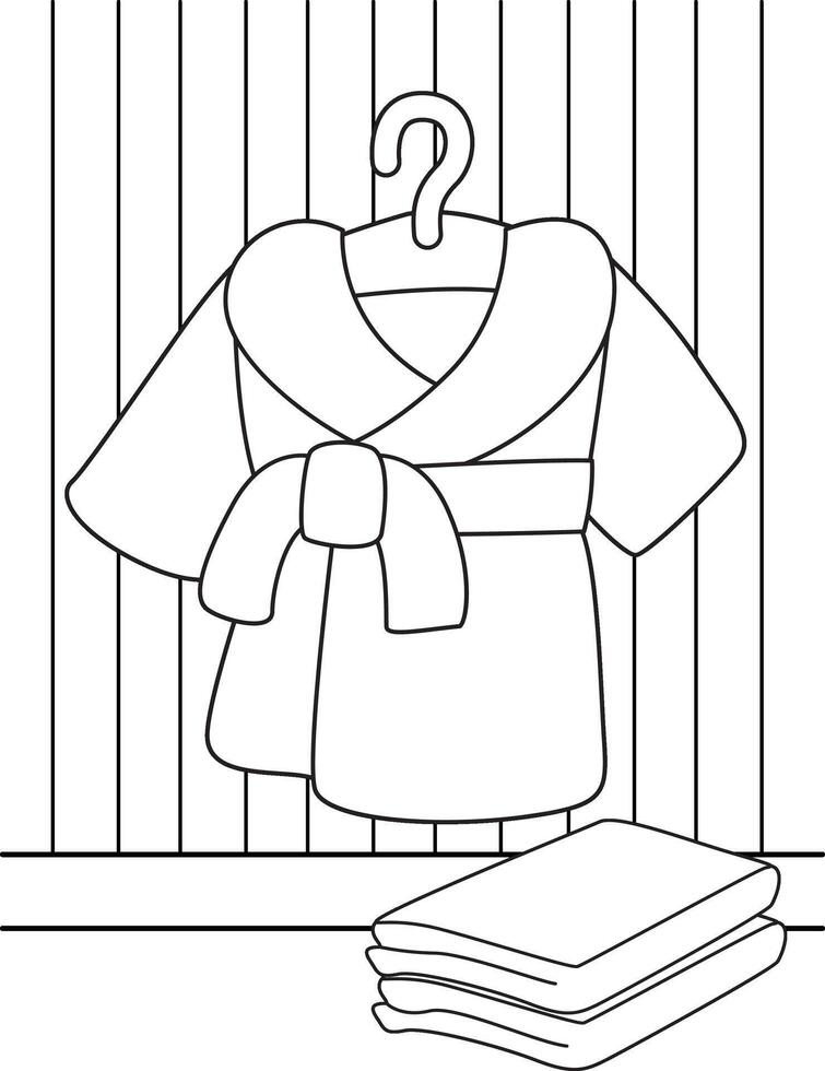 Bathrobe for Accessories Spa or Treatment Fashion Cartoon Coloring Activity for Kids and Adult vector