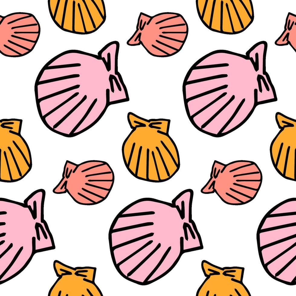 stylized groove pattern with royal shells. Summer background vector