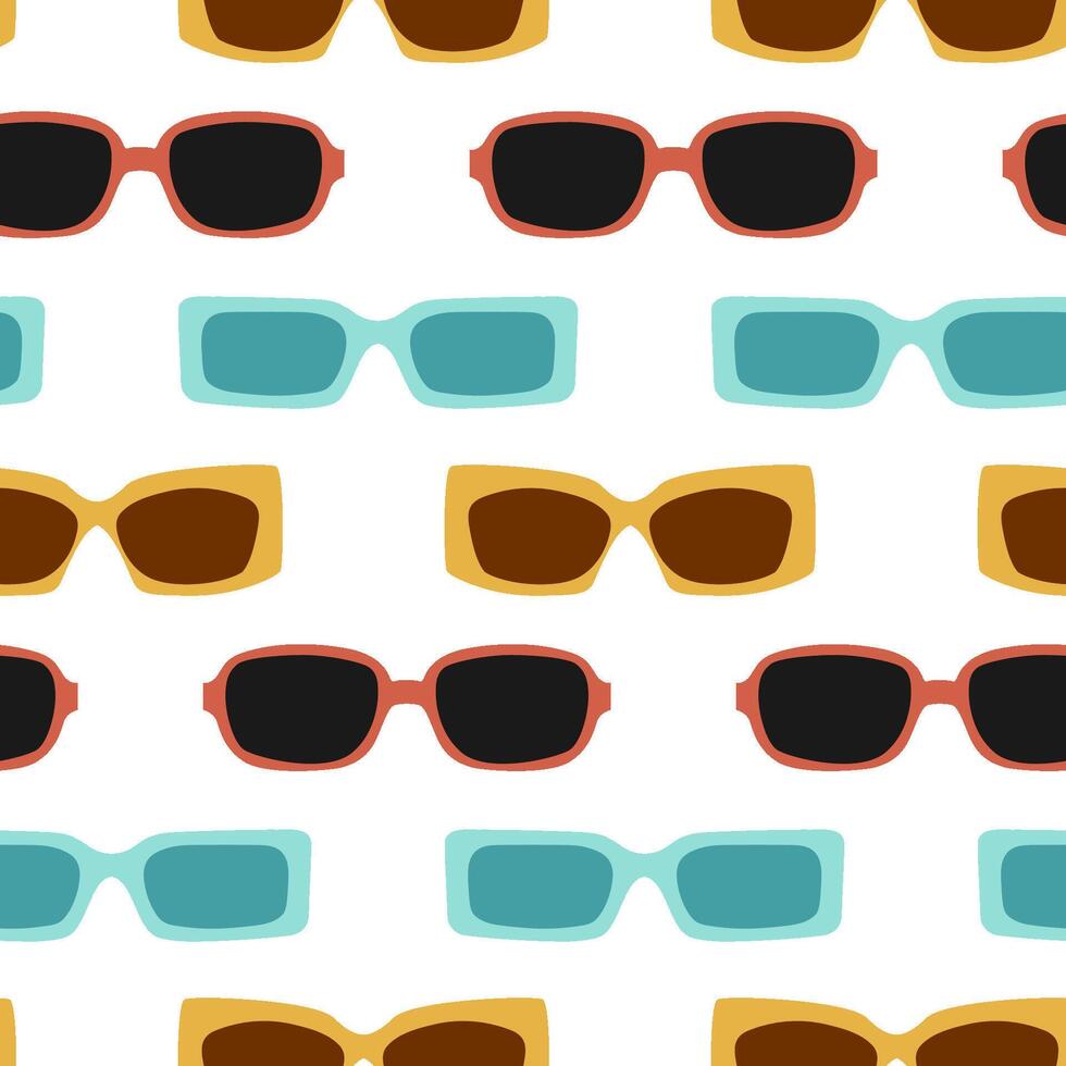 Seamless pattern with different fashionable sunglasses. Summer background with accessories for vision and protection from sunshine. vector