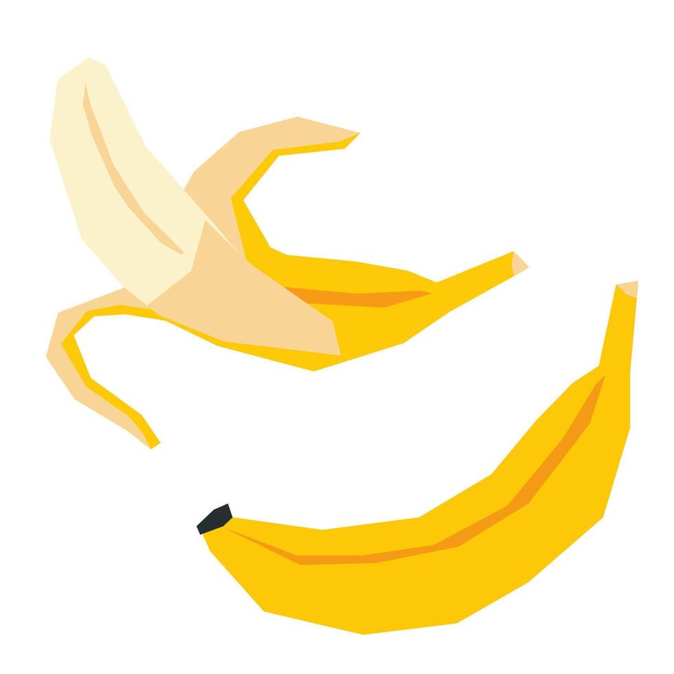 Colorful cutout banana. Fruit shape colored cardboard or paper. Funny naive childish applique. vector