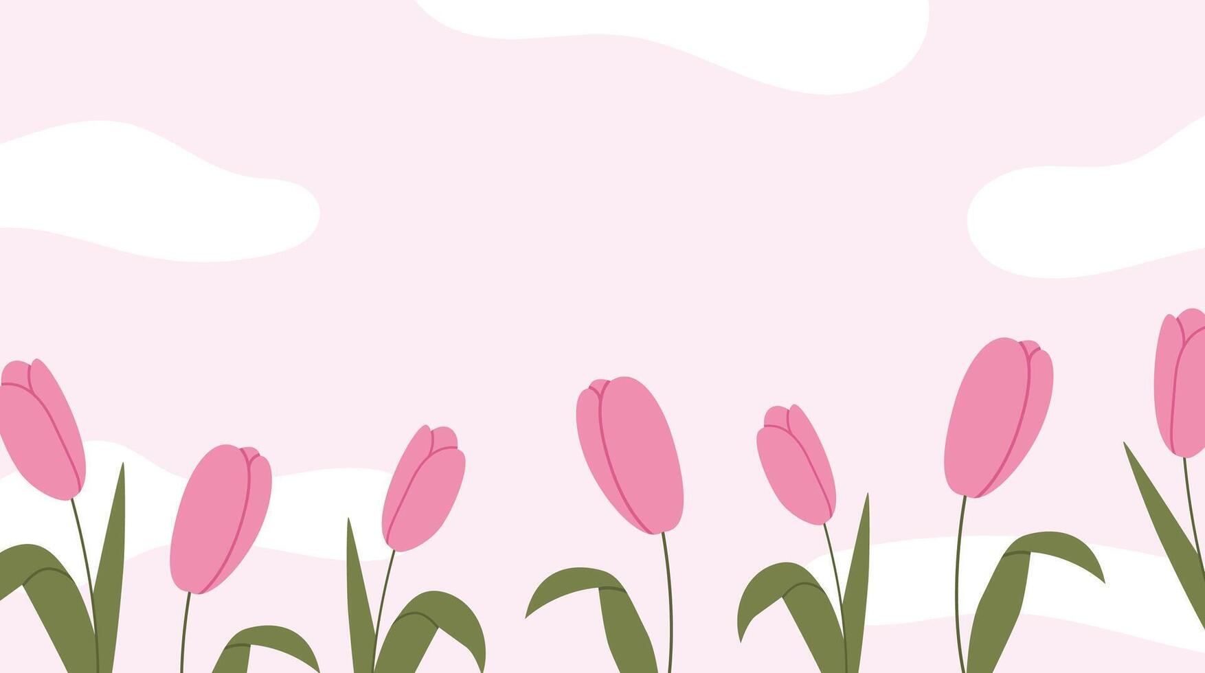 Spring background with pink tulips vector