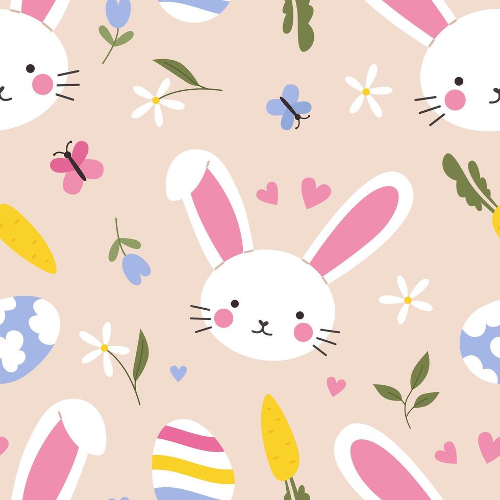 Easter seamless pattern with bunnies vector