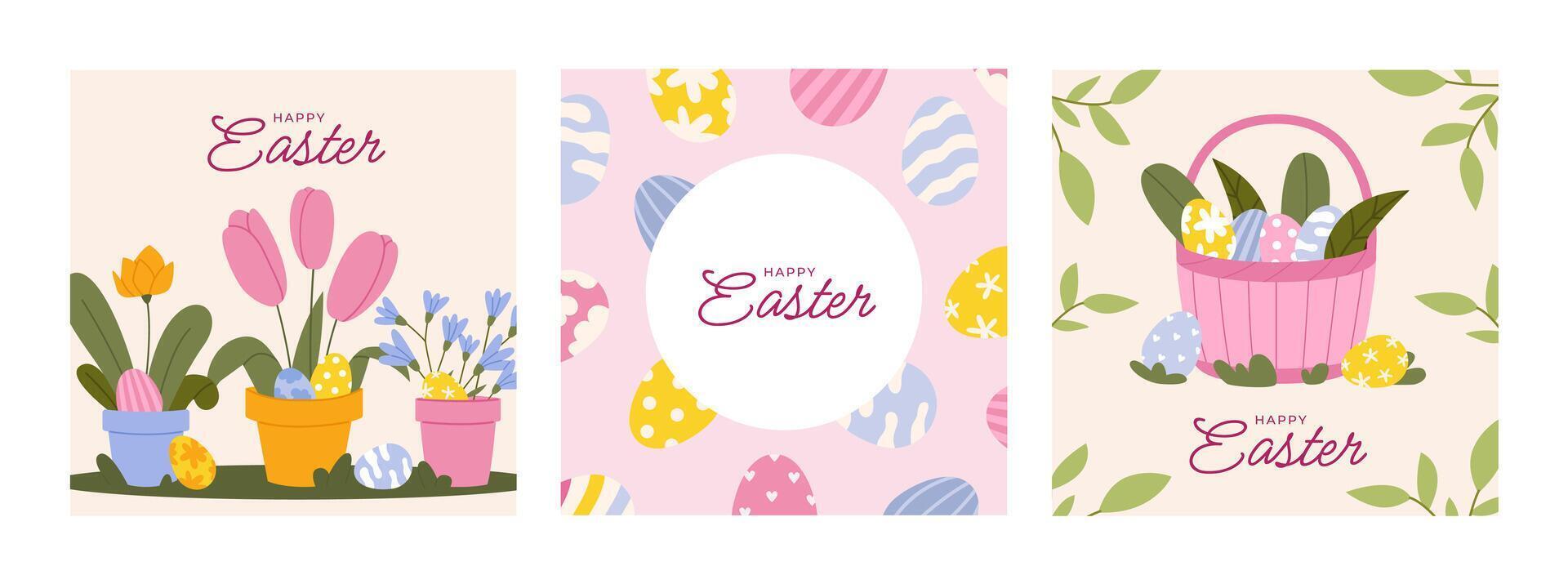 Happy Easter Set of banners vector