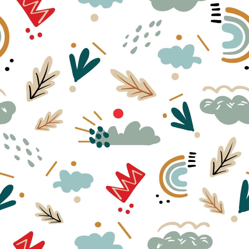 Lovely set of hand drawn winter patterns vector