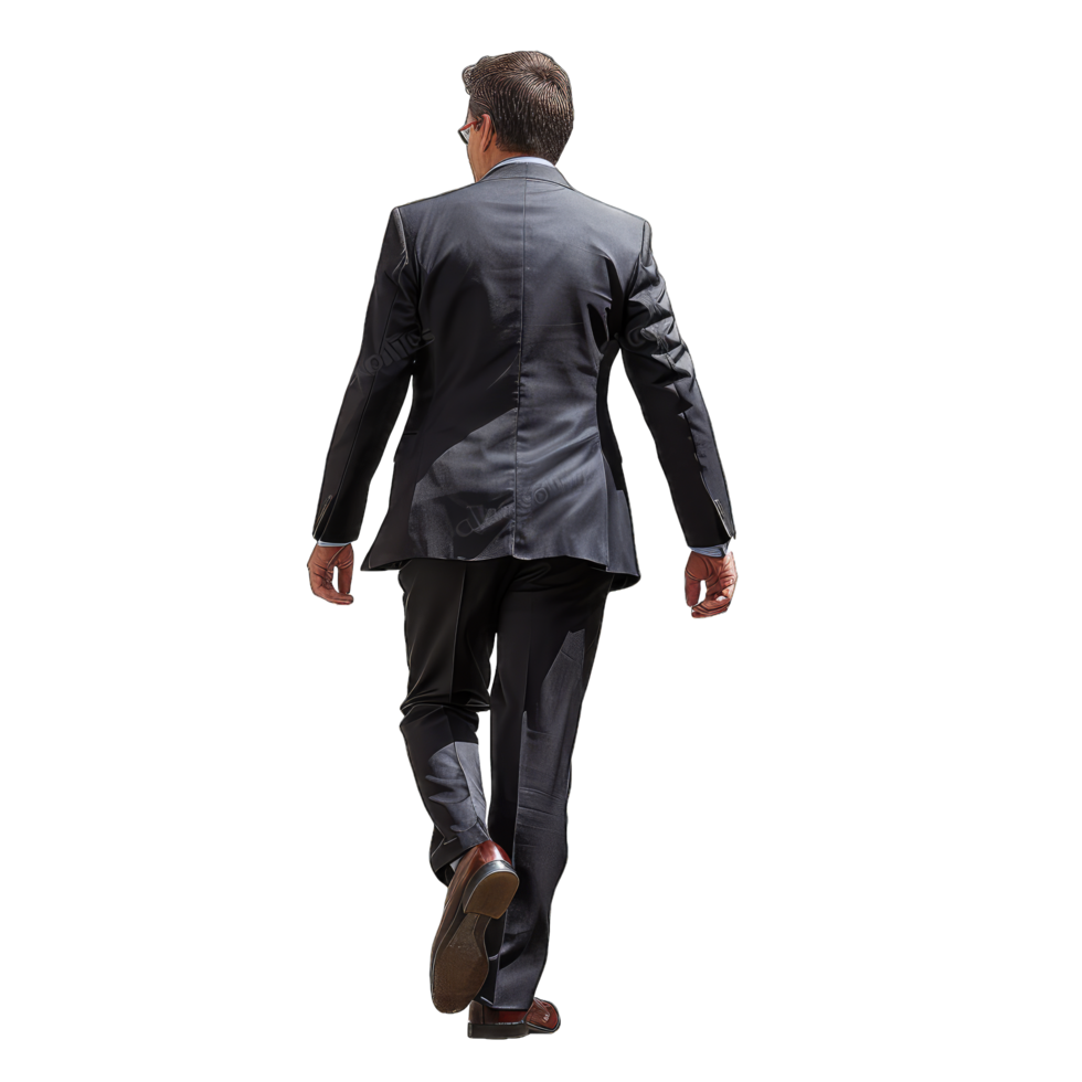 AI generated Back View of a Confident Businessman Walking Away in a Tailored Suit - Concept of Leadership and Career Progression png